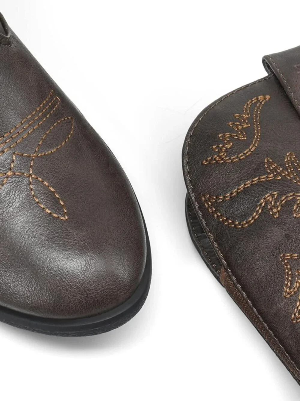 Dream Pairs Girls Brown Embroidered Cowgirl Stylish Girls Mid Calf Shoes